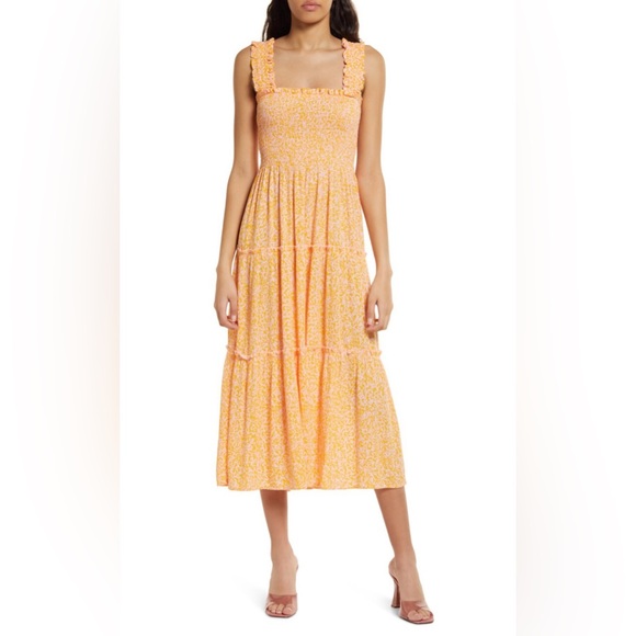 VERO MODA- Smocked Midi Dress - Parfait Pink - Picture 6 of 10